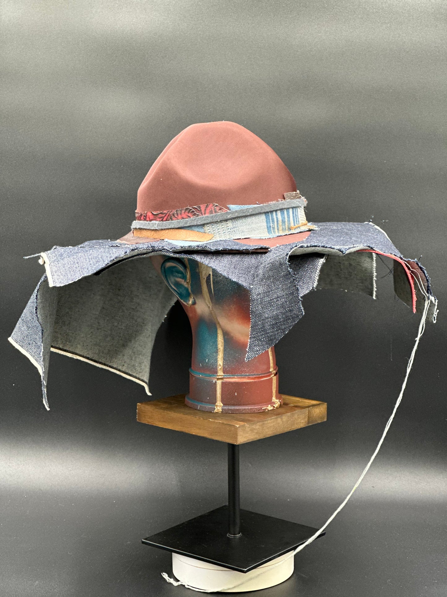 Side view of the Totally Me Tobacco Ranger Hat, highlighting the unique construction