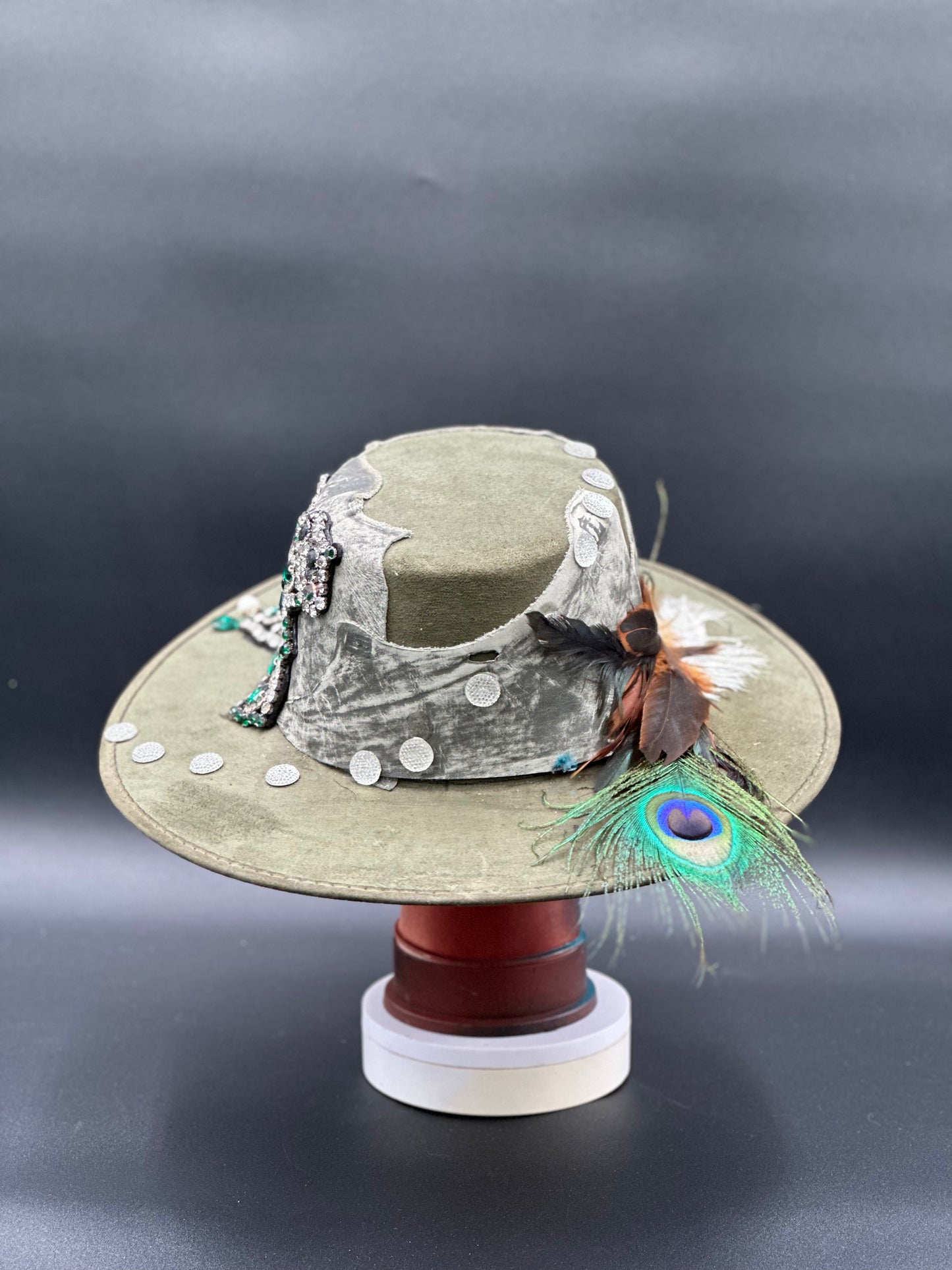 Back view of the Valencia Green Cordobés Hat, showing the full design and details from the rear.