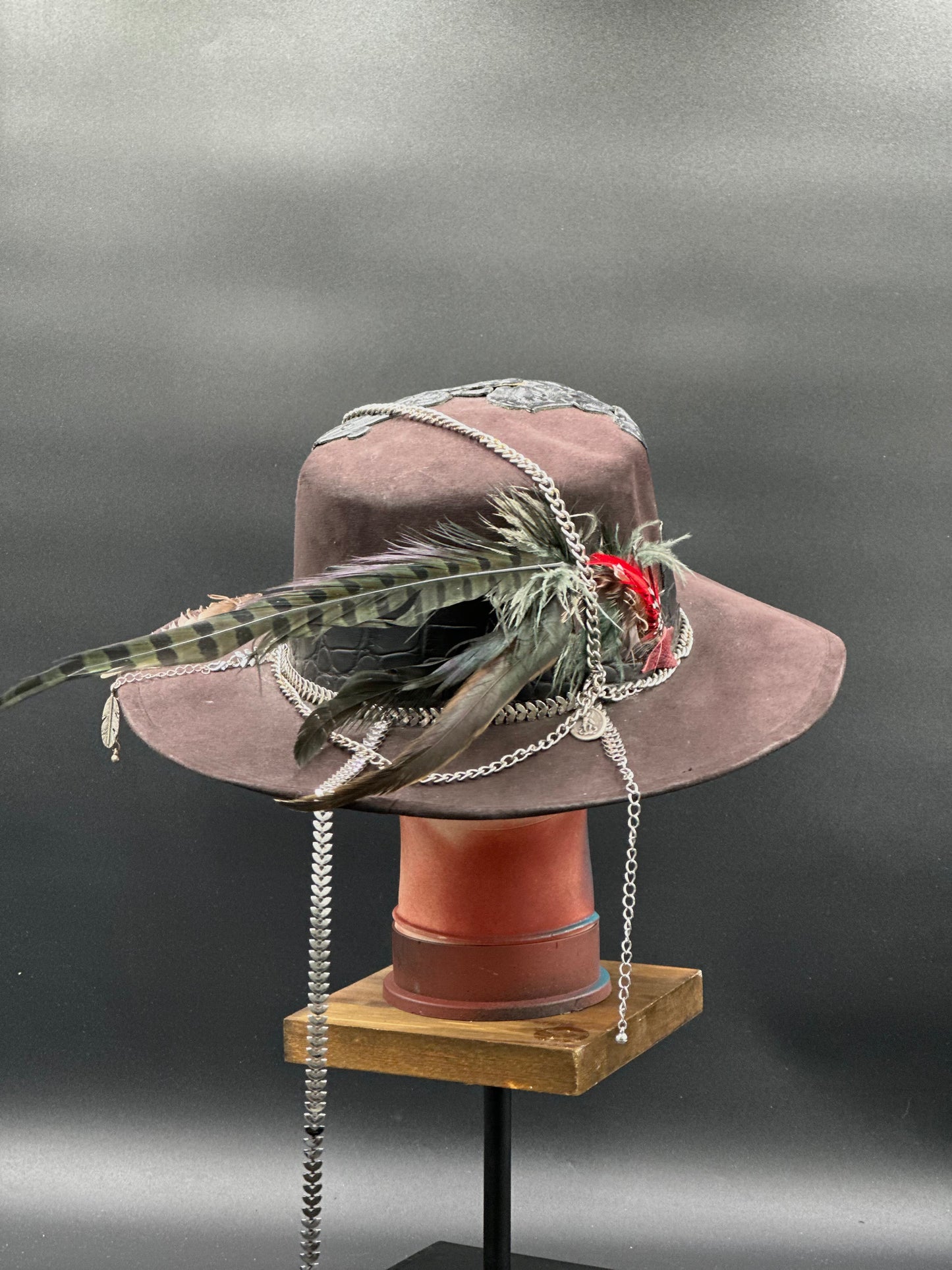 Back view of the Algarve Black Cordobés Suede Hat, showing the full design and details from the rear.