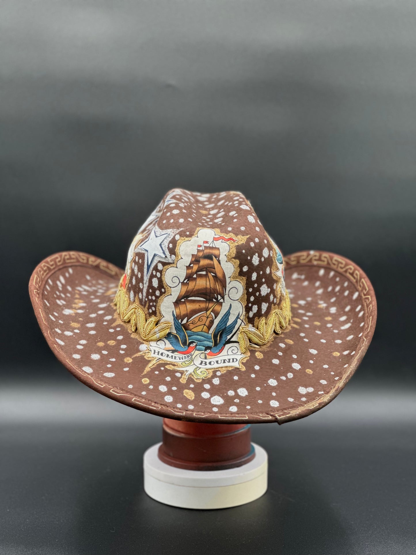 Back view of the American Traditional Brown Cowboy Hat, featuring the brown hue and texture.