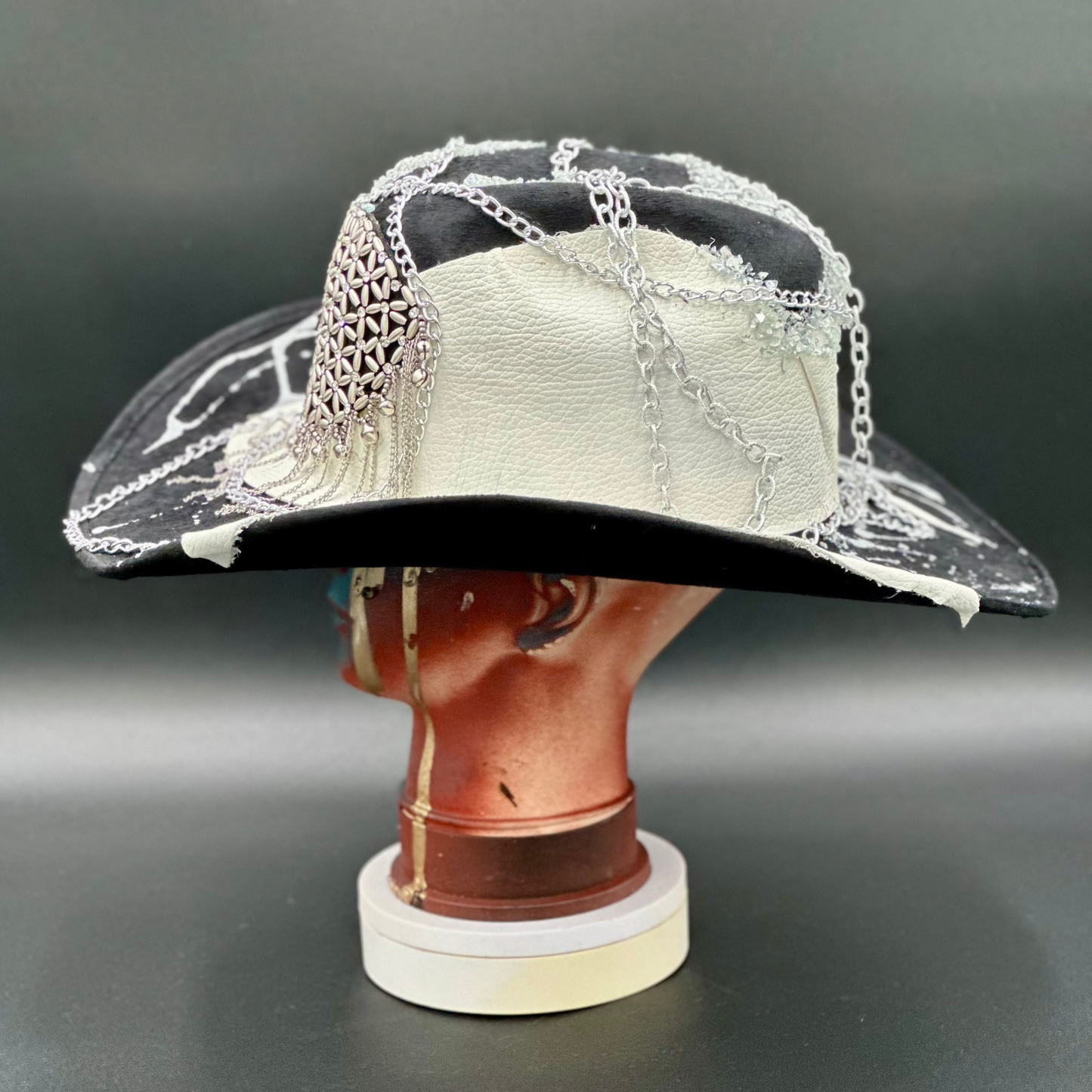 Side view of the Canada - Black Wool Cowboy Hat, showcasing the detailed design.