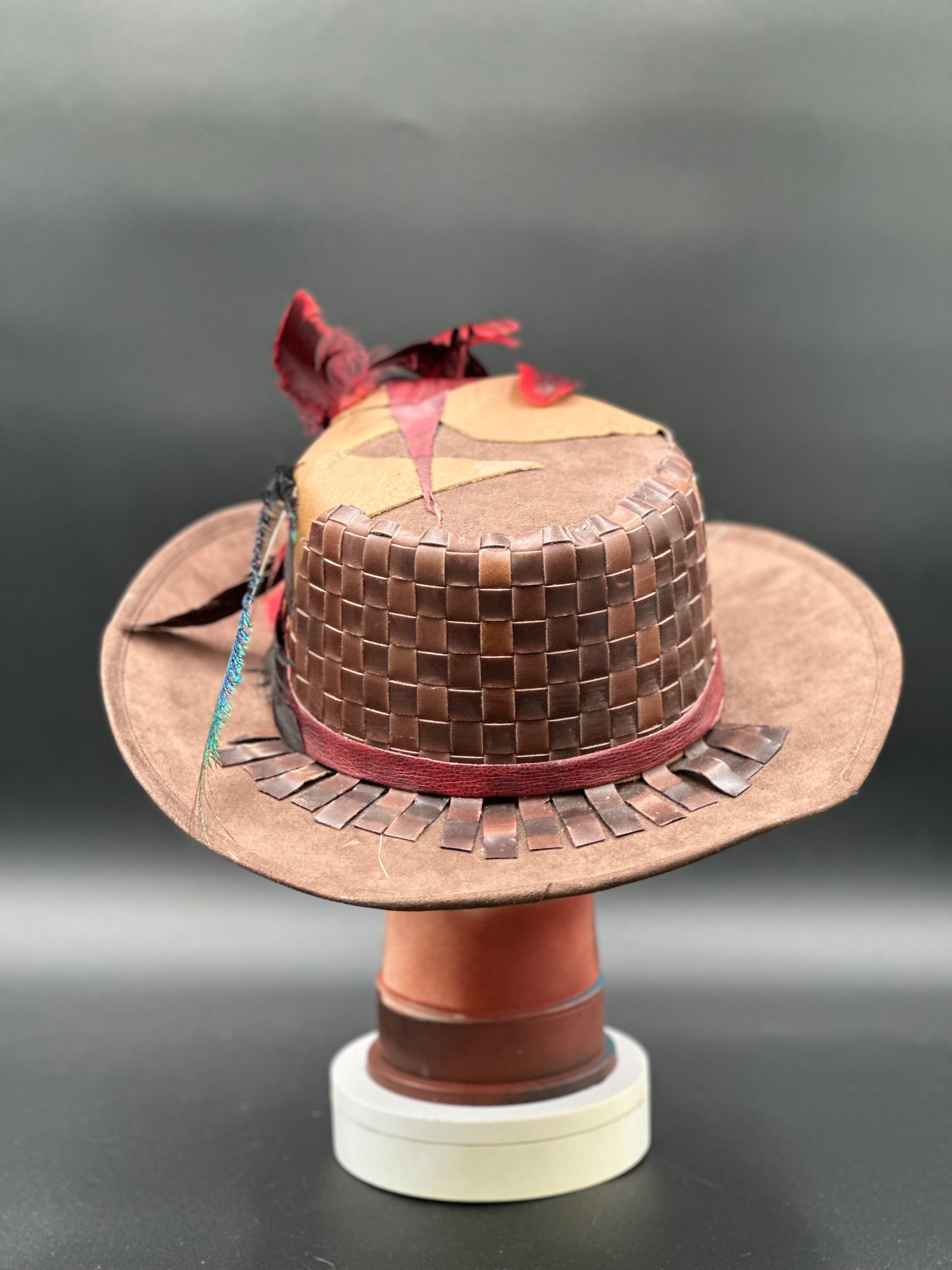 Back view of the Madagascar Crimped Tobacco Cordobés Hat, showing the full design and details from the rear.