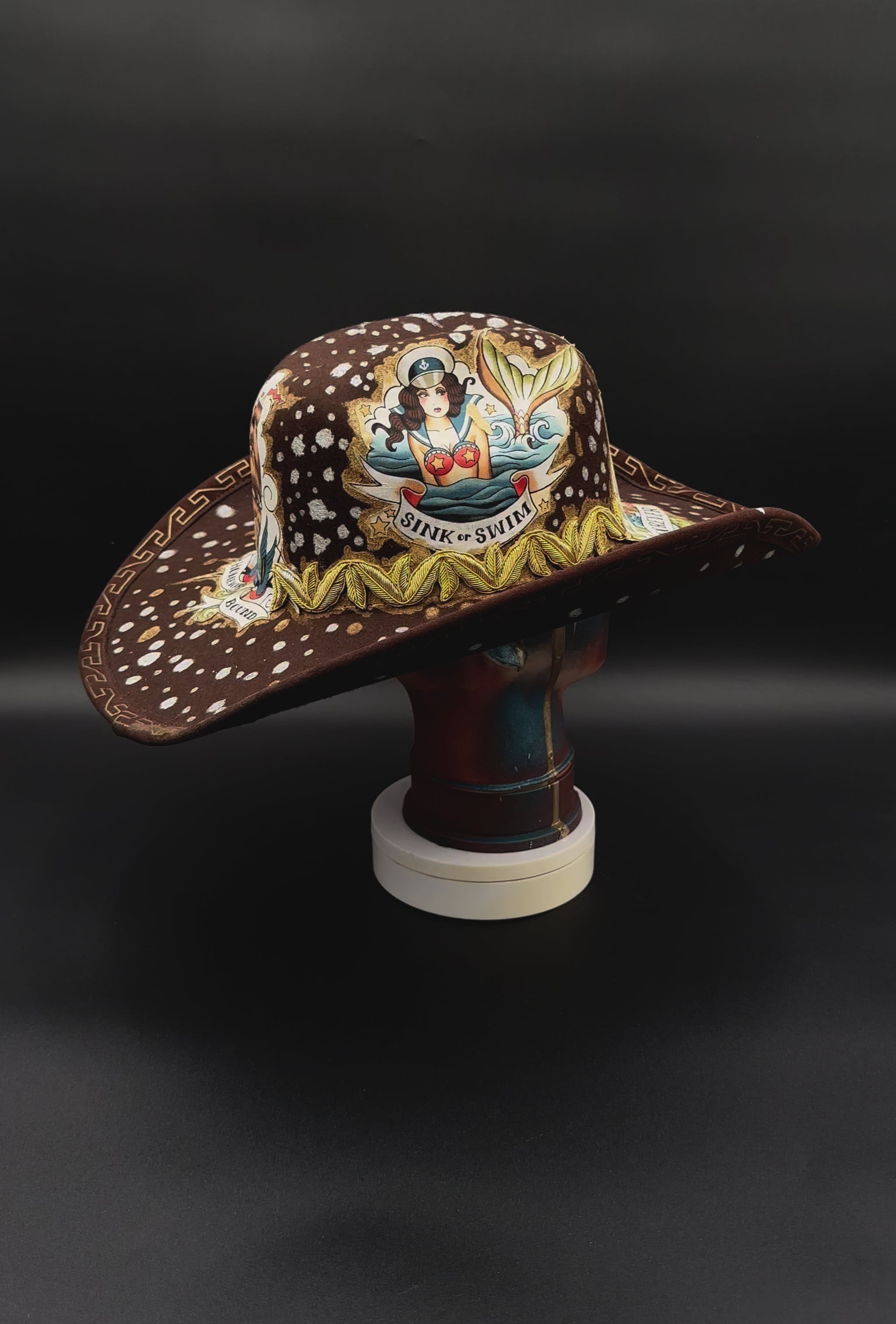 360-degree view of the American Traditional Brown Cowboy Hat, showcasing its design from all angles.